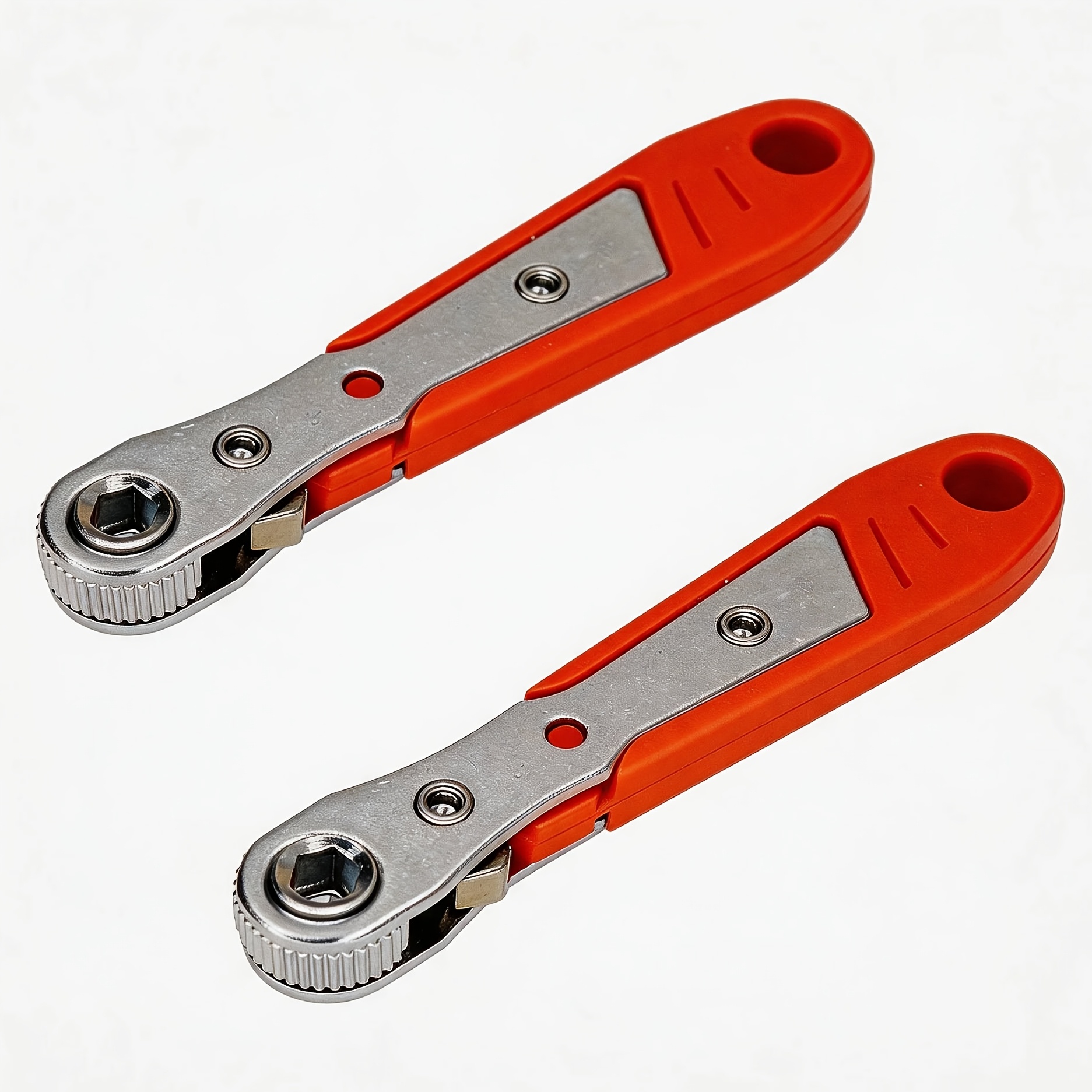 TEMU 2pcs Set Of Red Ratchet Screwdrivers, Featuring And Reverse Ratchet Handle, Offset Wrench, And Right-angle Bend. Compatible With Multiple Bit