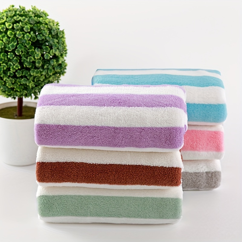 

Oversized , - Fleece Striped Towel - , & For Camping, Gym, & Swimming