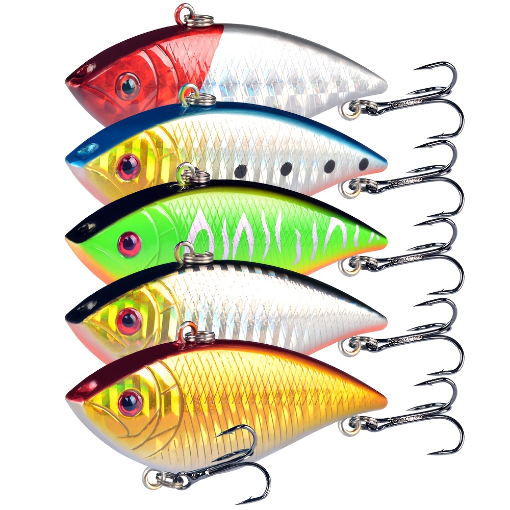 TEMU 5pcs Vib Fishing Lure Vibration Artificial Wobbler Ice Hard Bait Plastic Crankbait For Pike Perch Tackle Sea