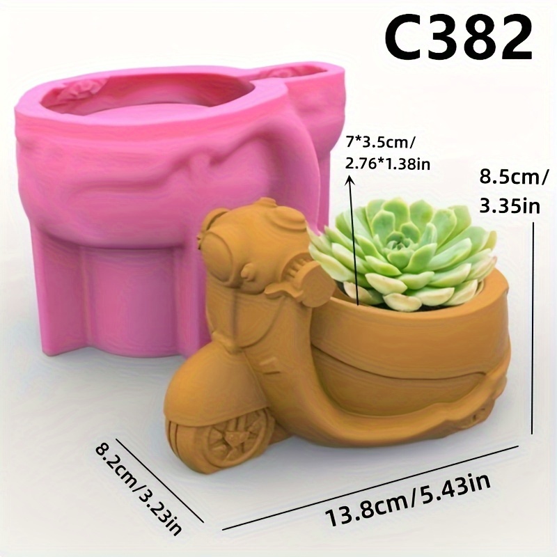 Image of Silicone Resin Casting Molds For Large Succulent Plant Pot And Motorcycle Storage Box – Creative Motorbike Design Pottery Molds For Concrete, Plaster & Cement Crafting