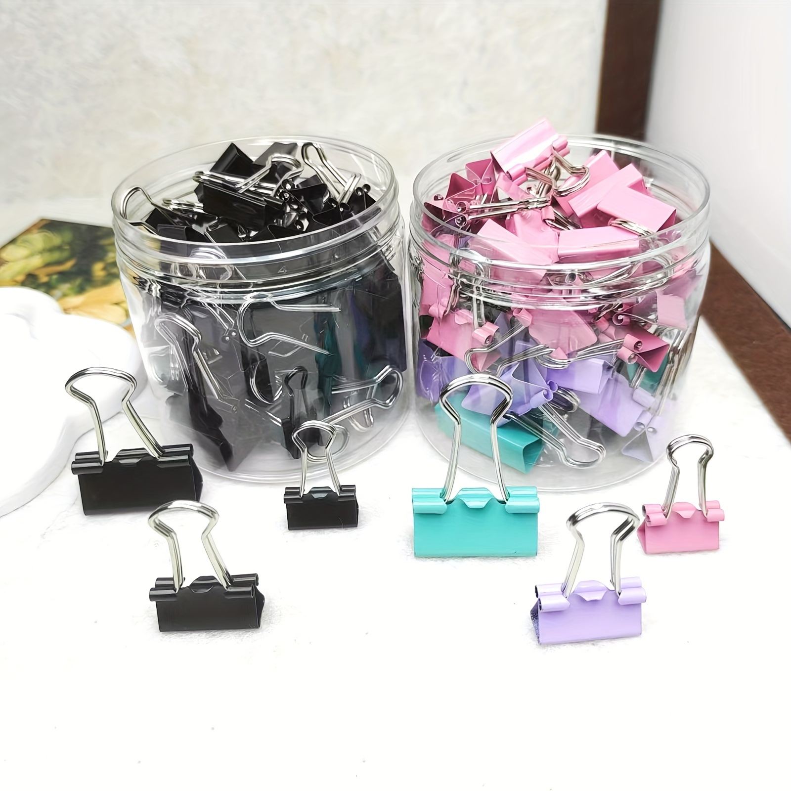 

50pcs Multicolor Binder Clips - Assorted Sizes, Durable Metal Paper Clamps For Office & Home Use