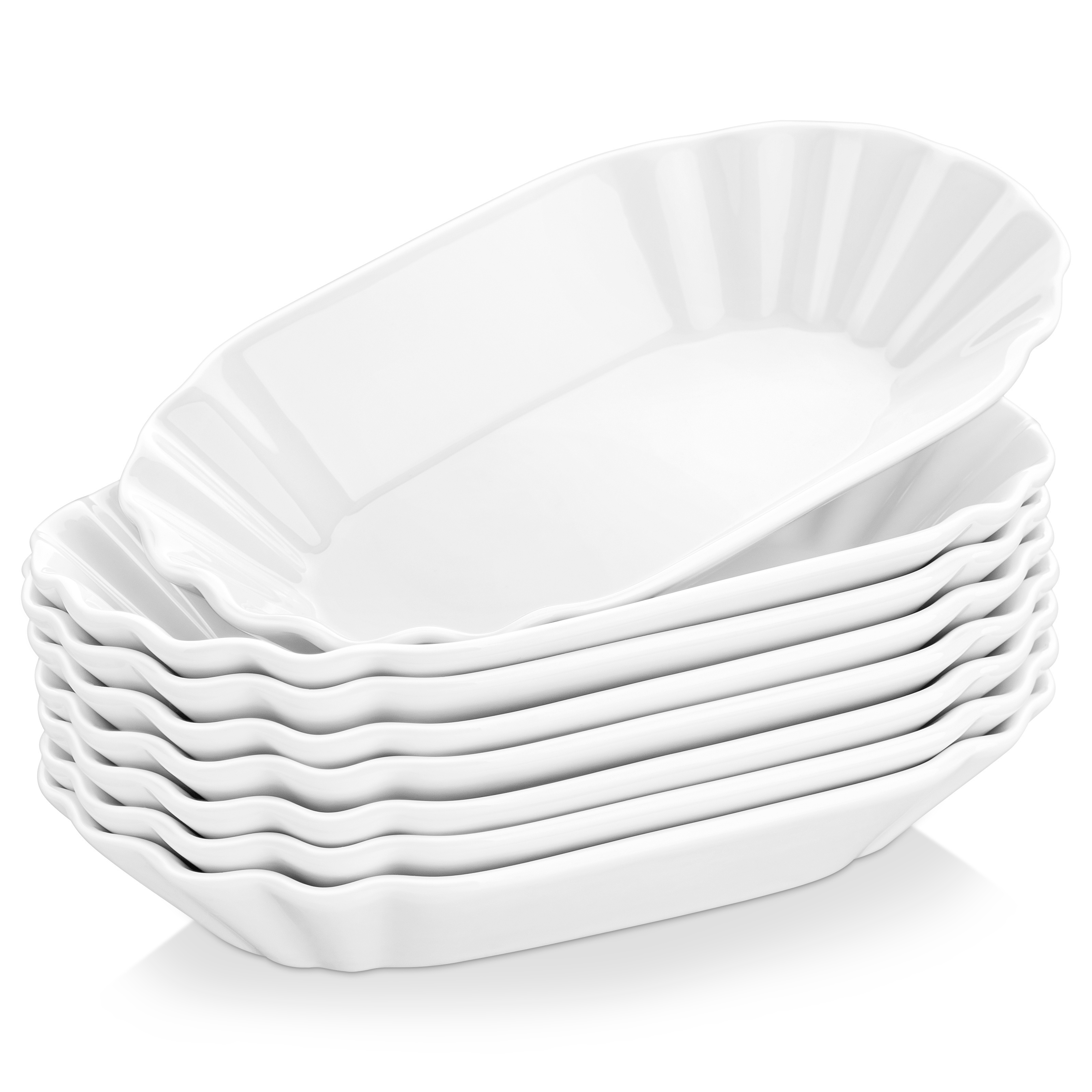Image of Dessert Plates White Porcelain Serving Dishes, Breakfast Tray Dinner Plate Cake Potato Chip Plates, Set Of 6