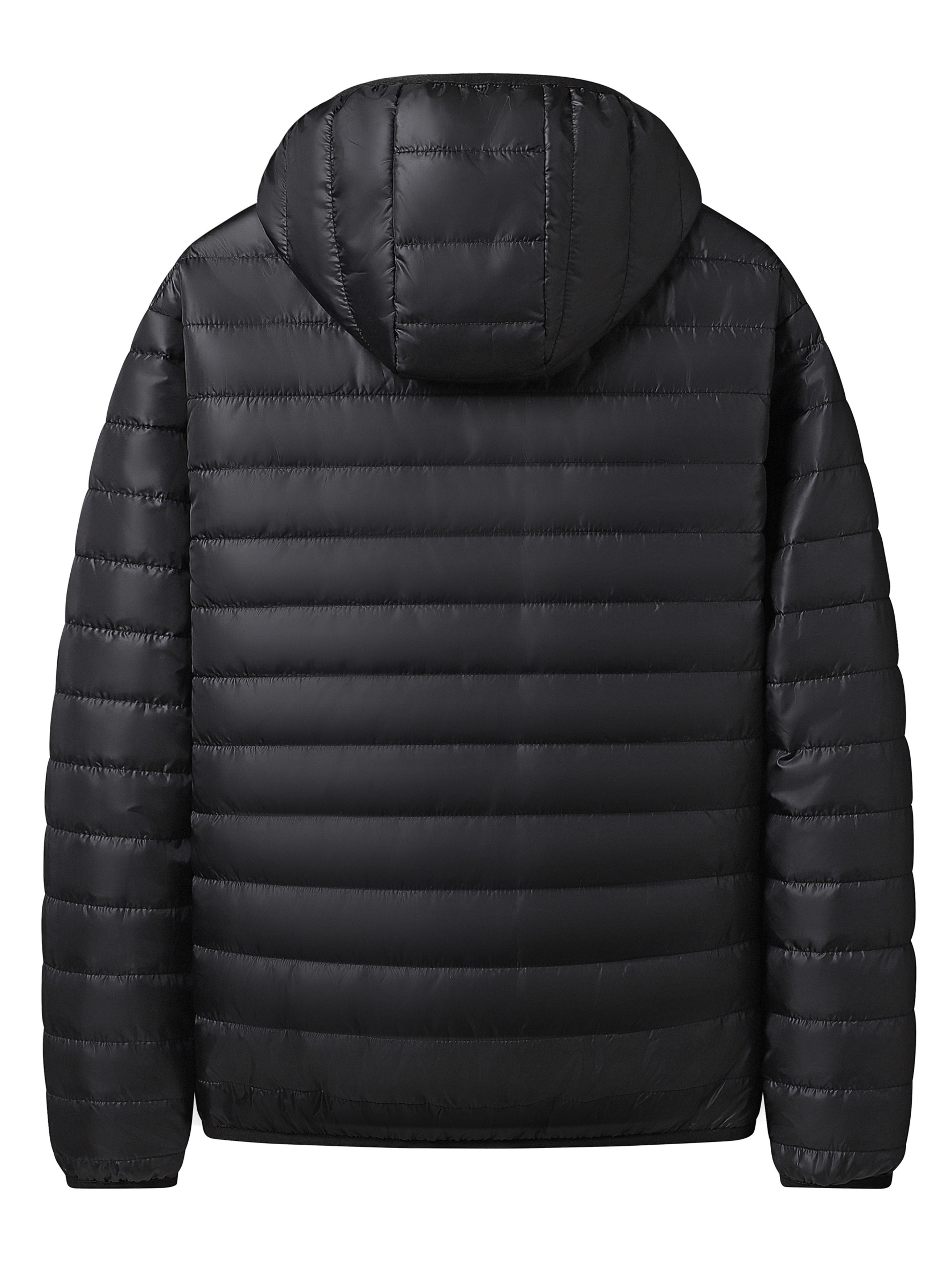 男士冬季保暖连帽外套，男士冬季防风夹克，带拉链口袋、连帽及宽松版型 - 聚酯填充保暖外套，适合户外活动、跑步、钓鱼、休闲穿搭 - 纯色设计排骨衣 商品详情 1