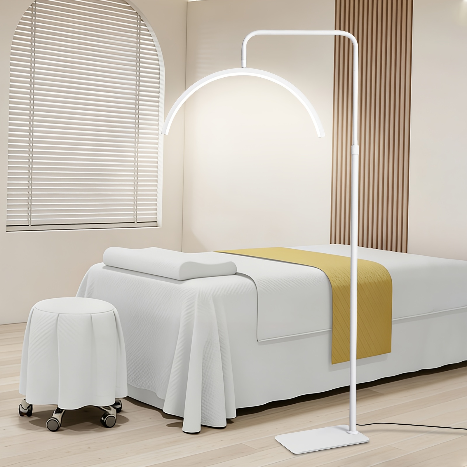 TEMU Lampe de sol demi-LED pour extensions de cils, Lampe de sol blanche demi-LED avec hauteur réglable, Lampe de rotative à 360° pour et , Tatouage,