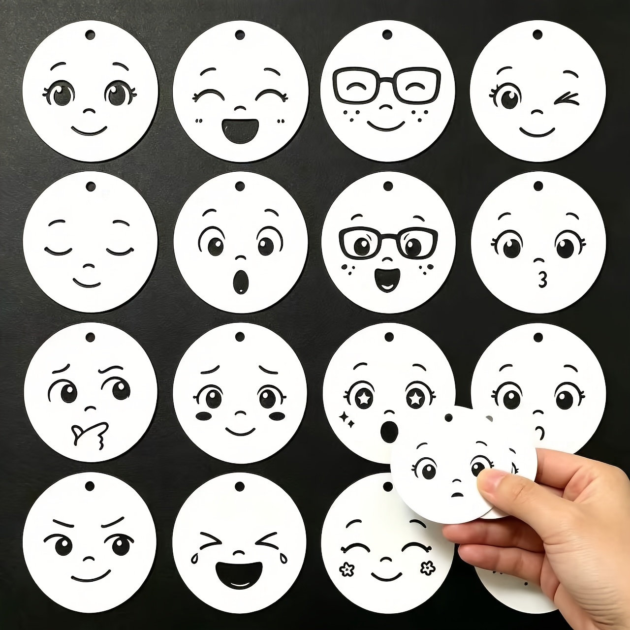 TEMU Set de 16 plantillas faciales - Reutilizables, sonrientes y sorprendidas - Ideales para pintar, manualidades, hacer muñecas, decoración del