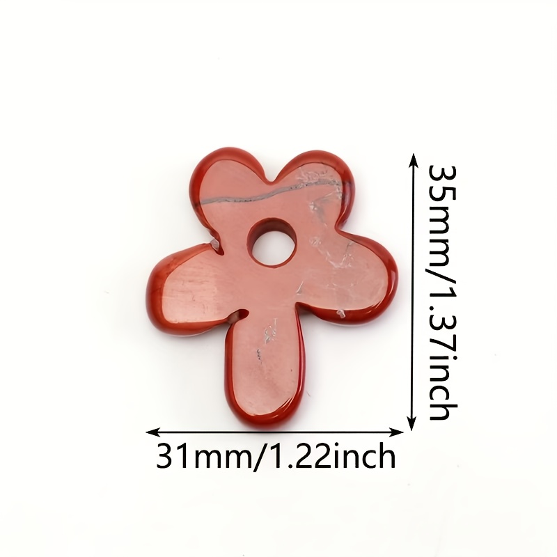 4pcs Natural Stone Hand-Carved Flower Pendants for Jewellery Making