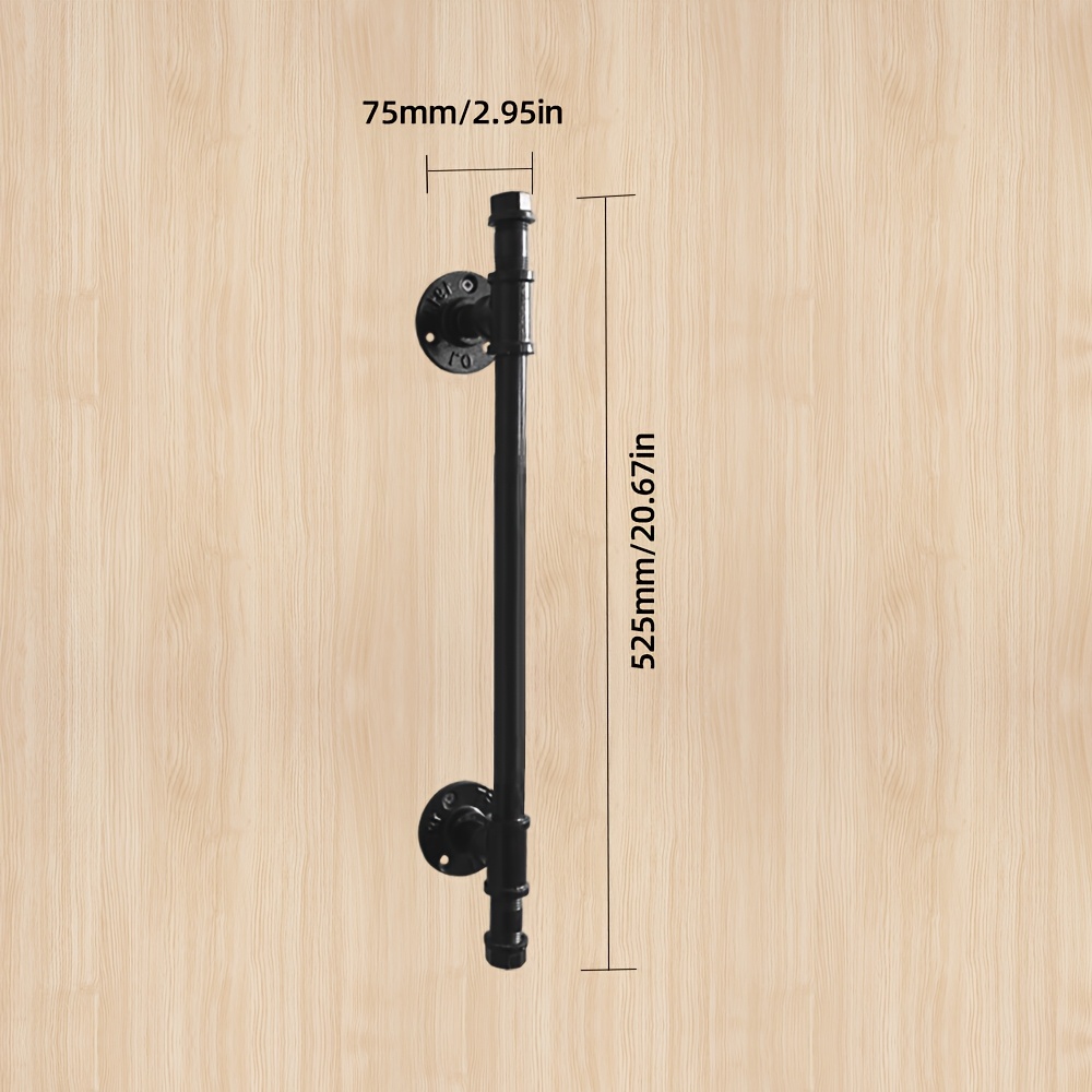TEMU Black Iron Door Handle, Industrial Style Rustic Pipe Barn Door Handle, Industrial Armrest Handle And Door Handle Wood Door Size Handle Suitable