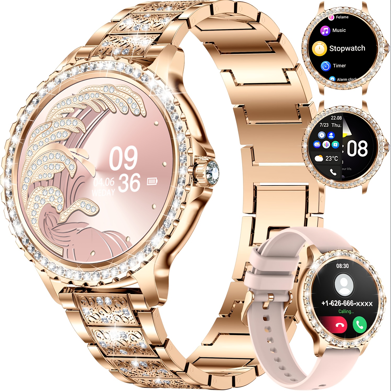 TEMU Lige Smart Watch For Women 1.32-inch Hd Smartwatch With Wireless Call Fitness With 20 Sports Modes Smart Watches For Iphone Android Golden