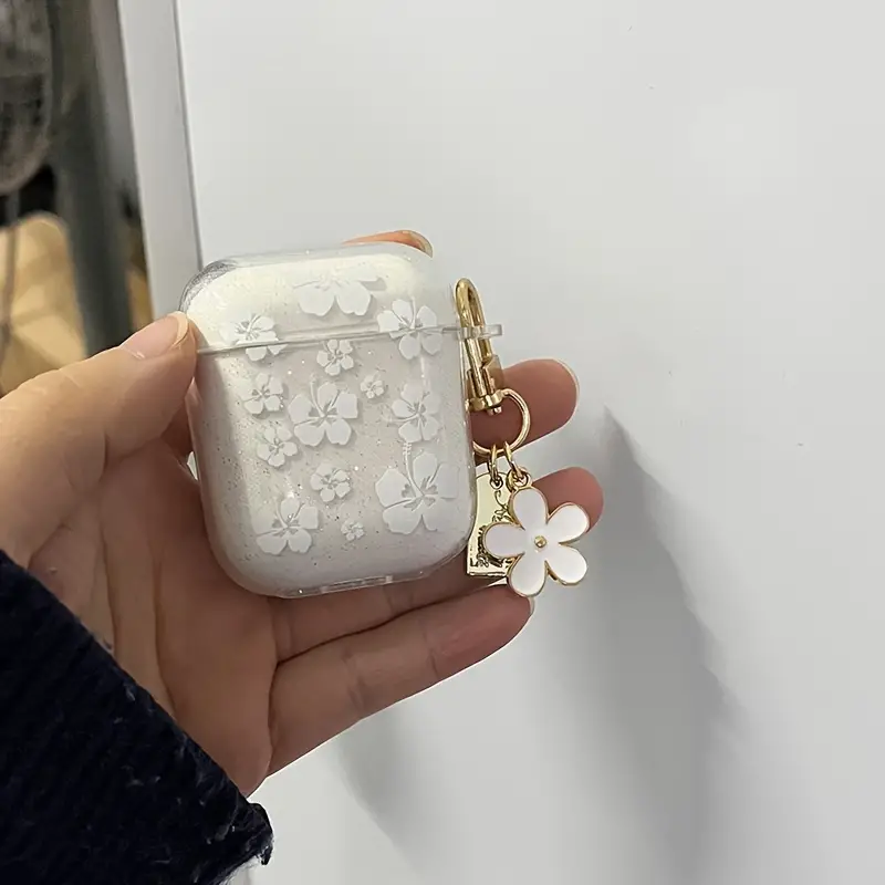 Glitter Small White Flower Suitable For Airpodspro2 Airpods3 Protective Case BT Earphone Case 2 Generation