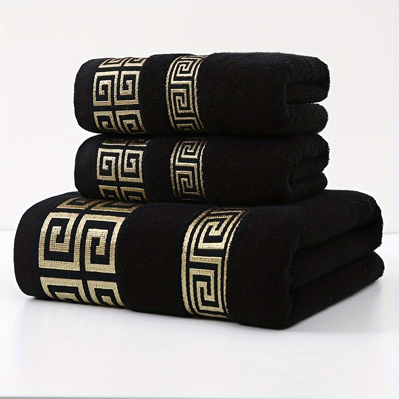 

3pcs Towel Set, 100% , Gsm 410, Embroidery, Absorbent, Non-shedding & -, Bath Towel & Towels, For Bathroom, For /, For &