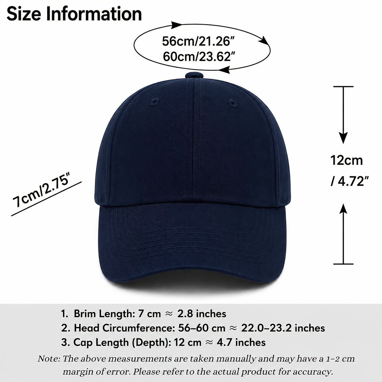 Customizable Baseball Cap with Dual-Line Text Embroidery