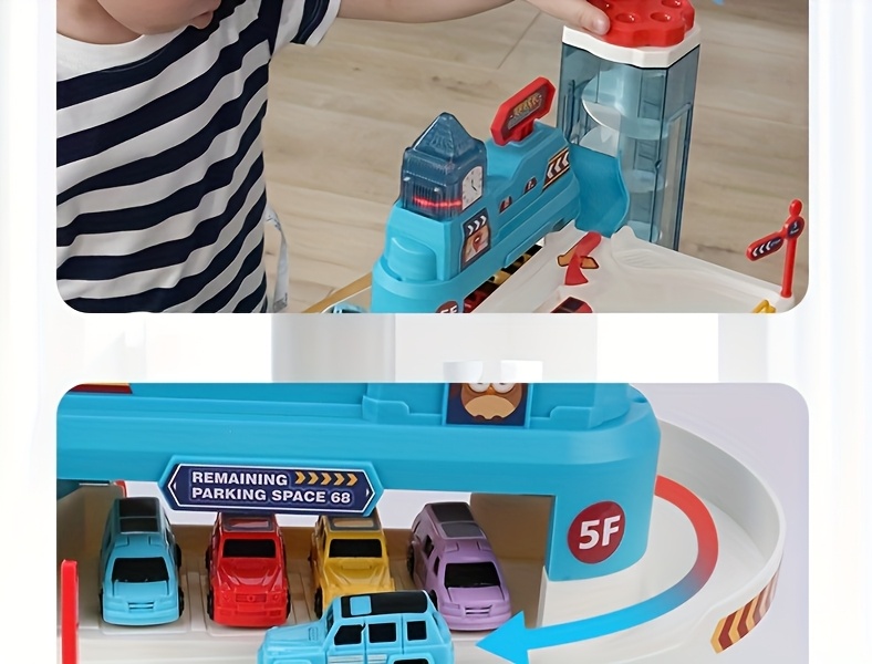 multi level parking garage playset elevator race track Temu