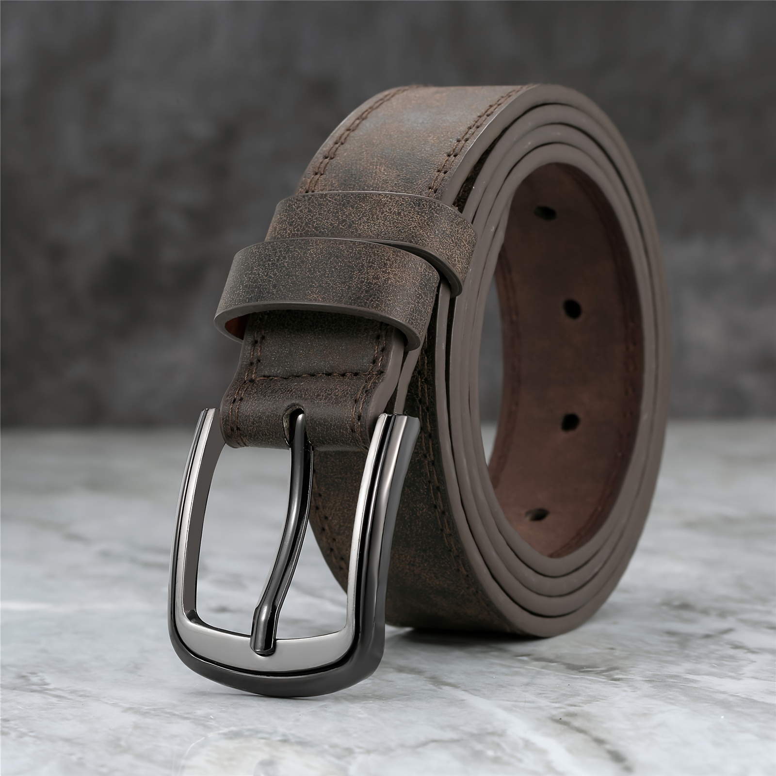 

Men's Wide Stitching Alloy Buckle Belt For Jeans And Trousers - Simple And Cool Sports Play Belt For Daily Decoration