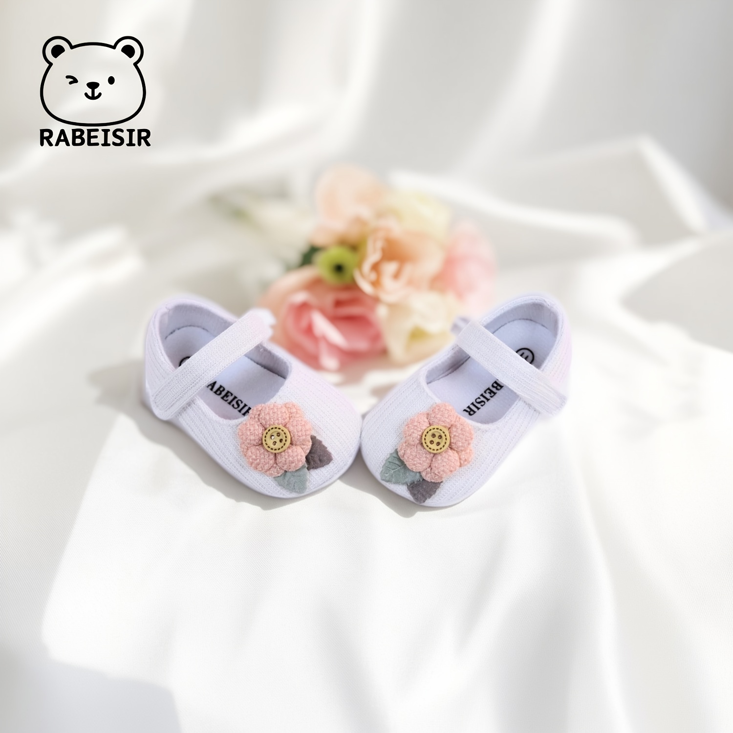 Trendy Cute Flower Mary Jane Shoes For Baby Girls, Comfortable Lightweight Non Slip Walking Shoes For Indoor Outdoor Party, Spring And Autumn