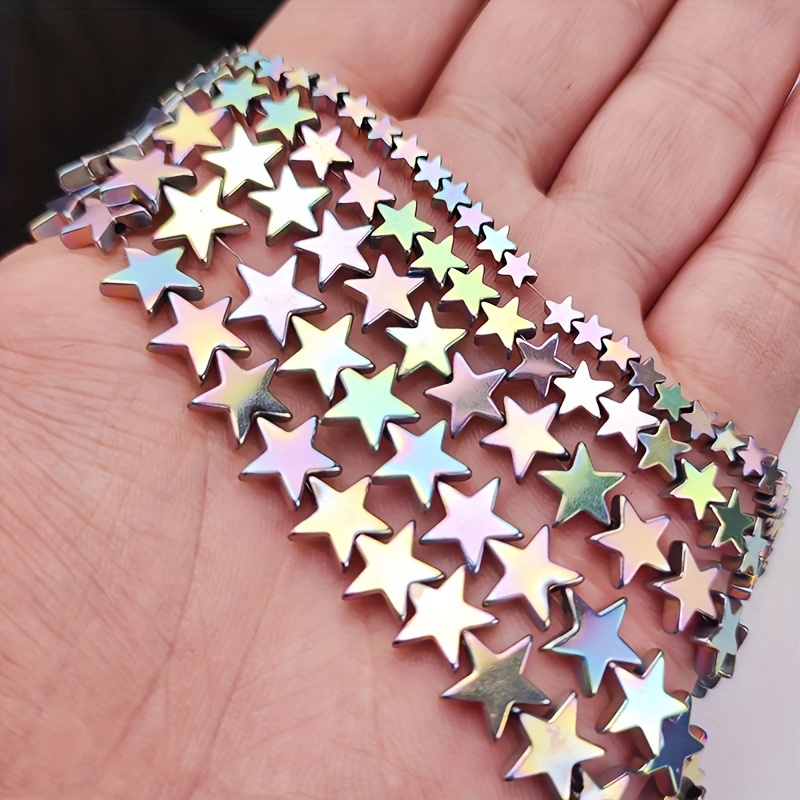 Iridescent Star-Shaped Hematite Beads, Flat Natural Stone Spacer Beads for  Making, Necklace, Bracelet, Earrings, Clothing Accessories Unisex