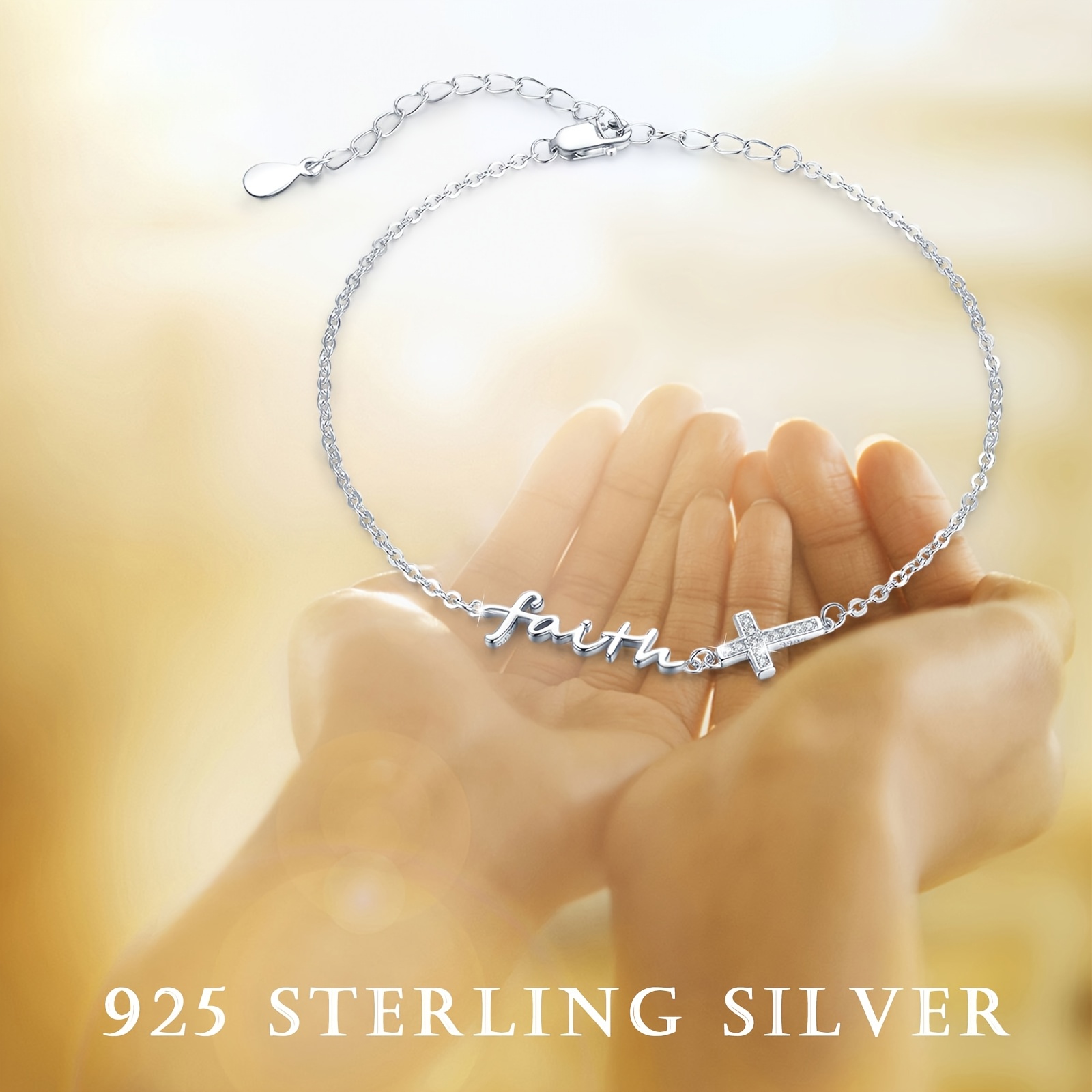 925 Silver Cross Foot Chain with Zirconia