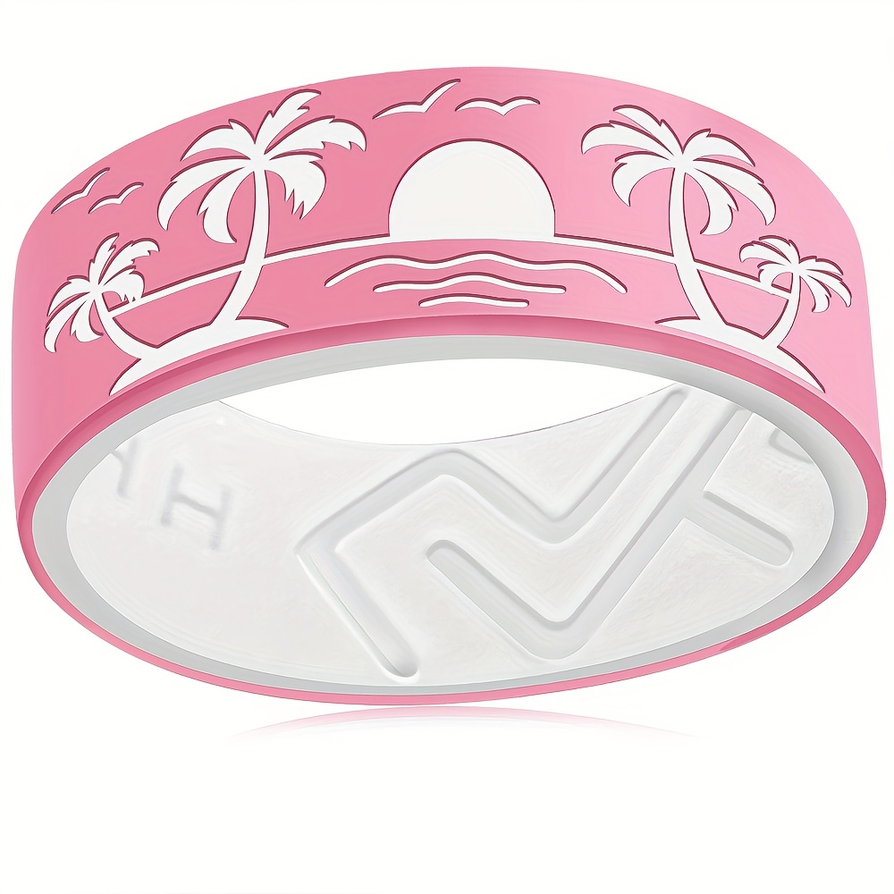 Palm Tree Silicone Carved Ring, 8mm