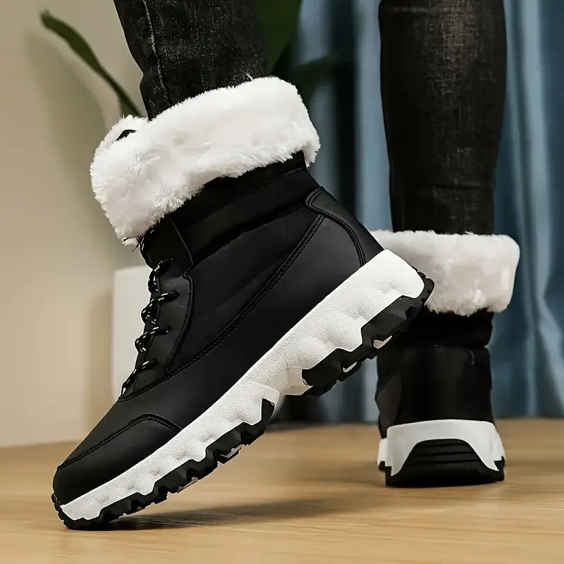 womens winter fashionable versatile anti slip plus velvet wear resistant comfortable warm trendy casual sports snow boots details 2