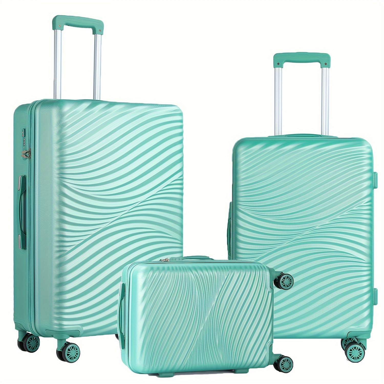 piece lightweight hard shell luggage set abs material Temu