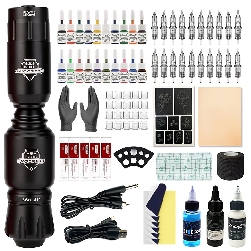 1set tattoo machine set all in one tattoo pen complete tattoo gun kit suitable for beginners and   wireless tattoo machine tattoo gift