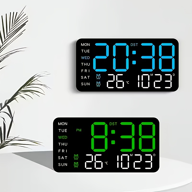 1pc fashion bezel less electronic clock multi functional dual use clock simple digital clock display living room wall clock
