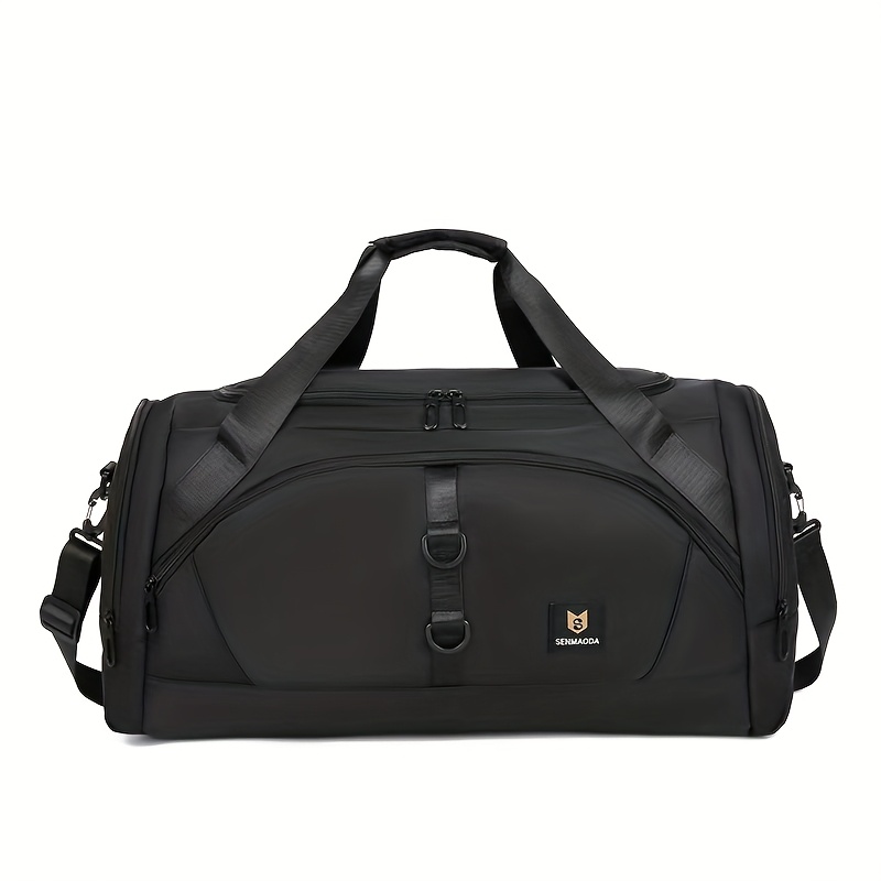 TEMU Large Capacity Men's Luggage Bag, Large Tote Bag With 2 Side Pockets And 2 Main Compartments, Includes A Luggage Bag Pocket And A Separate Shoe