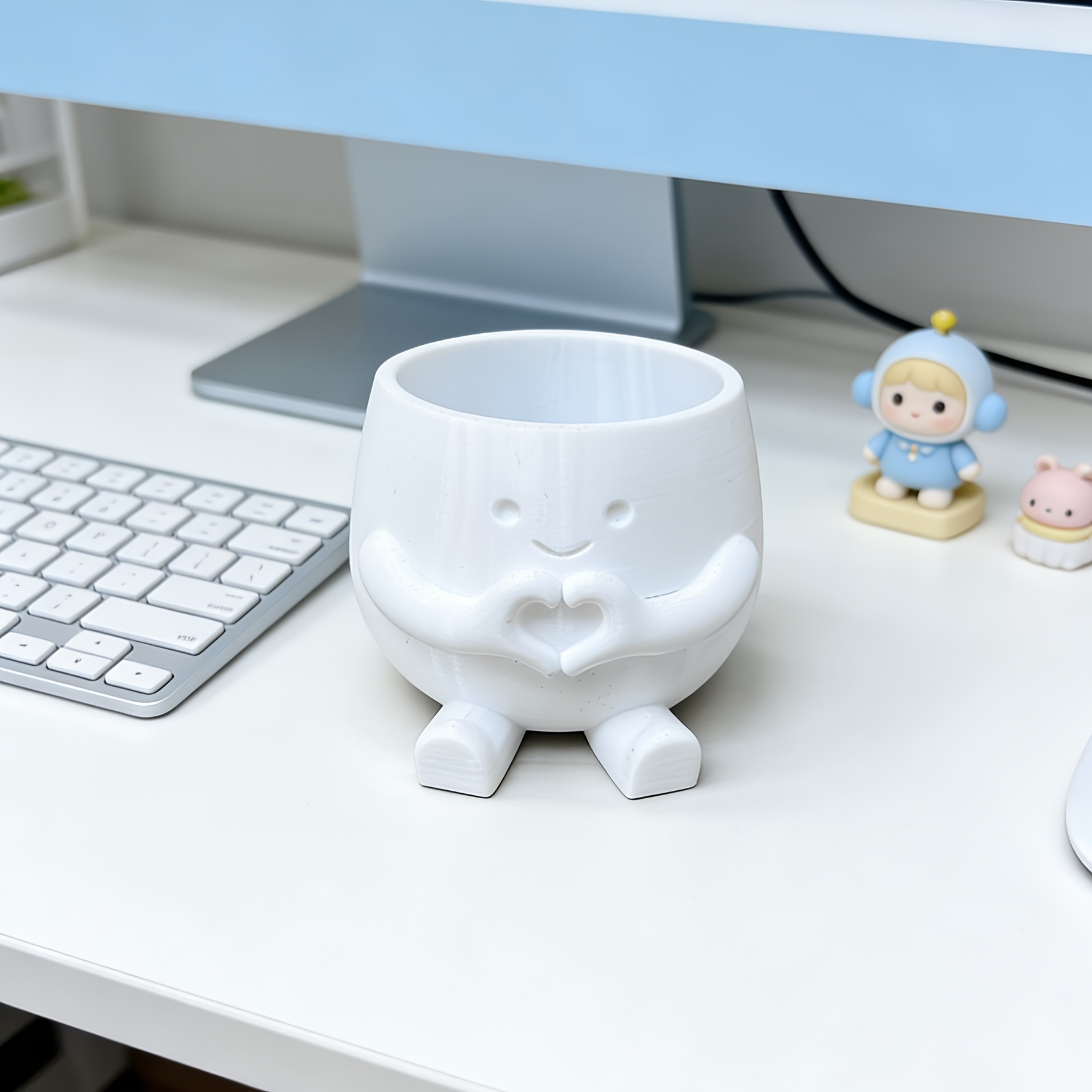 TEMU Herzförmiger Pflanzkübel, niedlicher Sukkulenten-Pflanztopf in Grün, stilvoller kleiner Blumentopf, Schreibtisch-Dekorationsornament für Büro