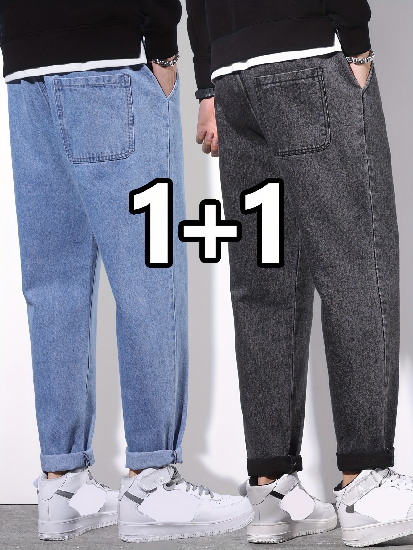 two pack spring korean style washed jeans men straight leg Temu
