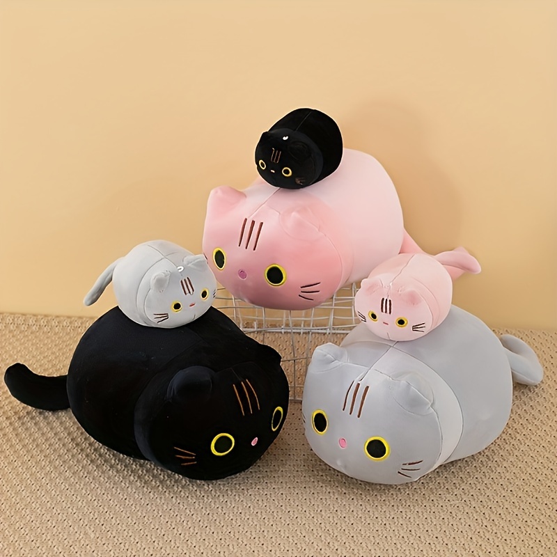 

Cartoon Cat Plush Pillow, Medium Breed Chew Toy, Polyester Stuffed Animal, Uncharged And Battery-free - Cute And Cuddly Kitten Plushies For Sleep And Play