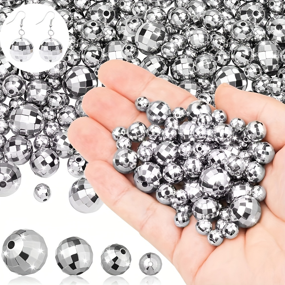 

/50/30/20pcs Disco Ball Beads, 4 Sizes Reflective Bead, Silvery Disco Ball Beads For Bracelets Keychain Jewelry Making Diy Craft Accessories, Party Decoration Gift 6/8/10/12mm