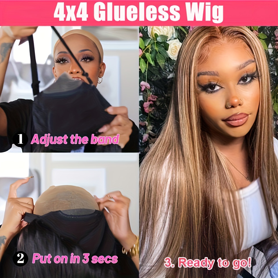  glueless honey blonde ombre human hair wig 4x4 hd lace front straight 180 density highlight wig 13x4 details 2