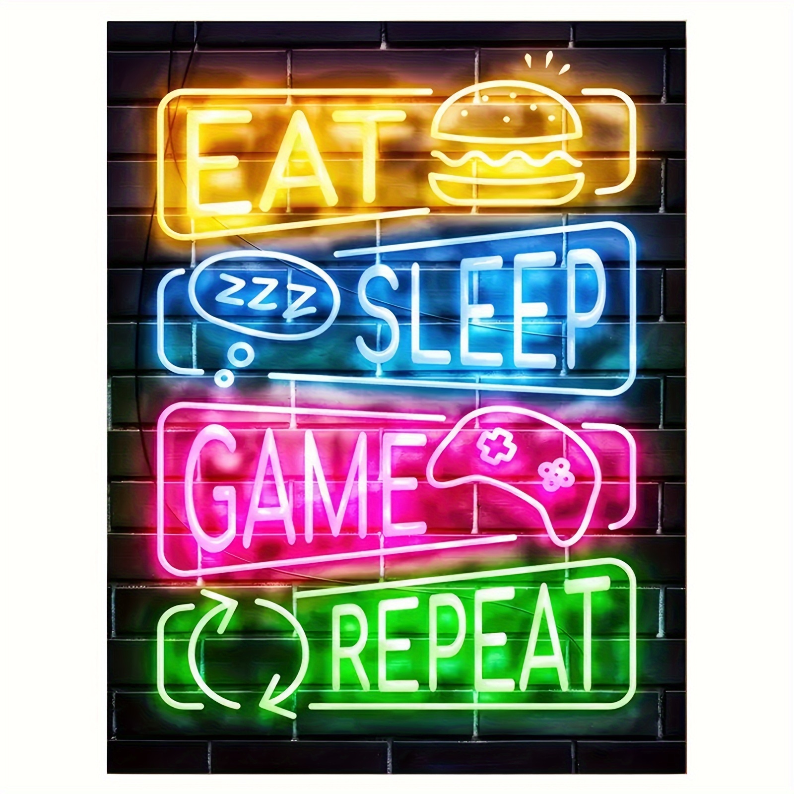 

1pc Gamer Life Neon Game Controller Painting, Canvas Wall Art, For Bathroom, Bedroom, Office, Living Room Decor - Perfect Home Decor, No Frame