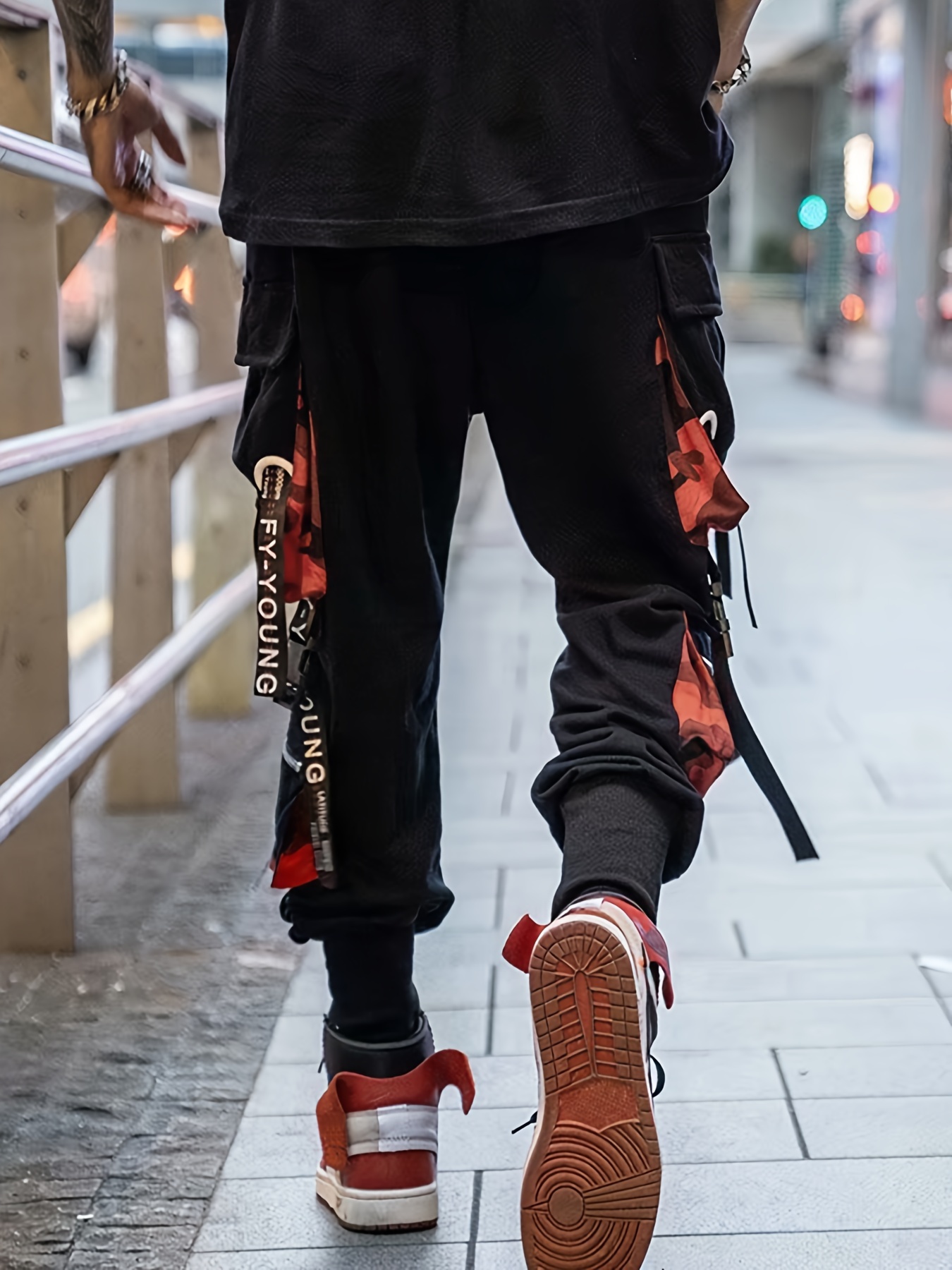 s Cargo Joggers Loose Fit Tapered Leg Trousers With Straps And Ribbed Cuffs Sports Drawstring Pants For Streetwear