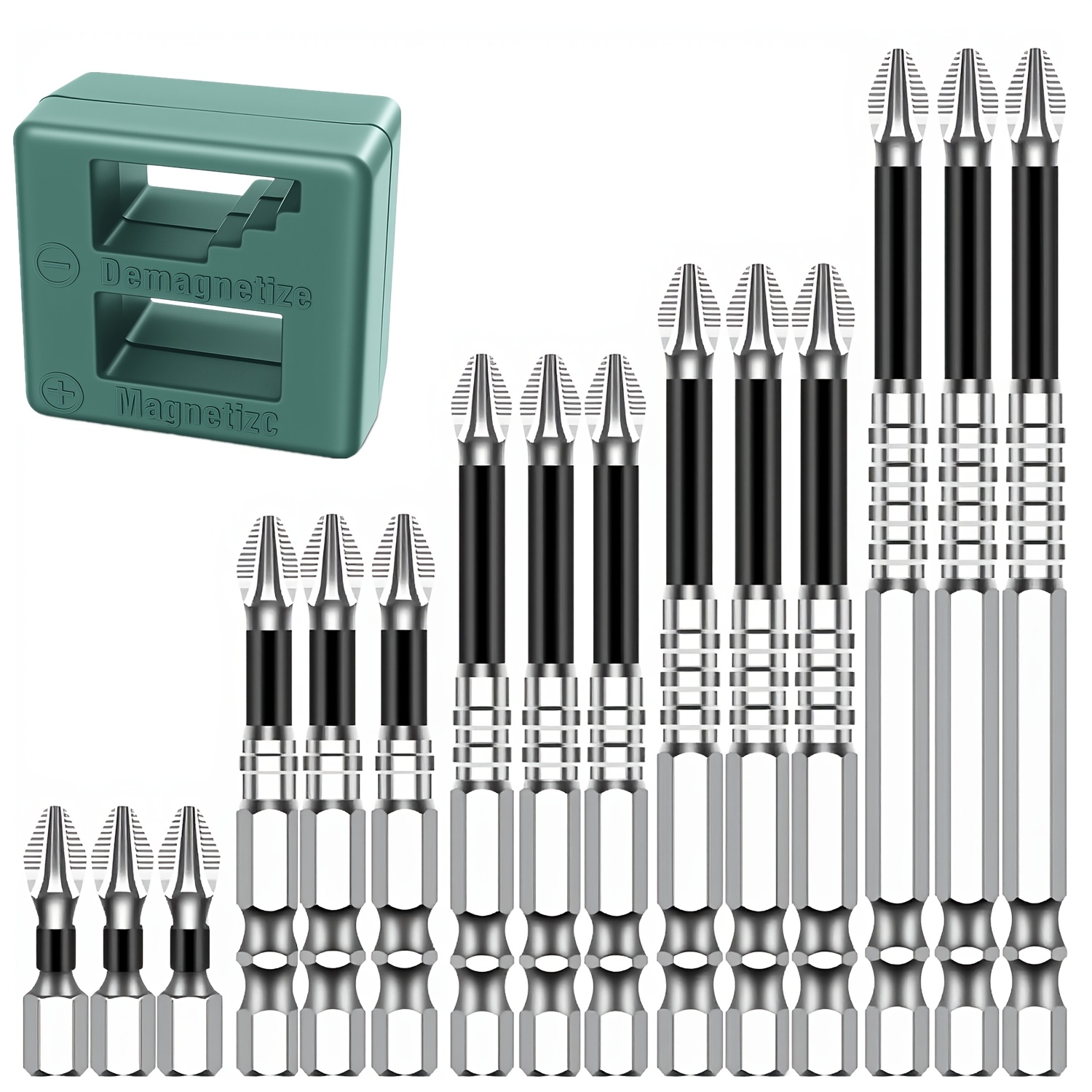 Image of 16pcs Anti-slip Bit Set, Magnetic Bit Set,anti-slip Bit Set,screwdriver Bits,super-hard Hex Shank & Cross-shaped Magnetic Head,strong Magnetic Tip Screwdriver- 15pcs Screwdrivers L+1pc