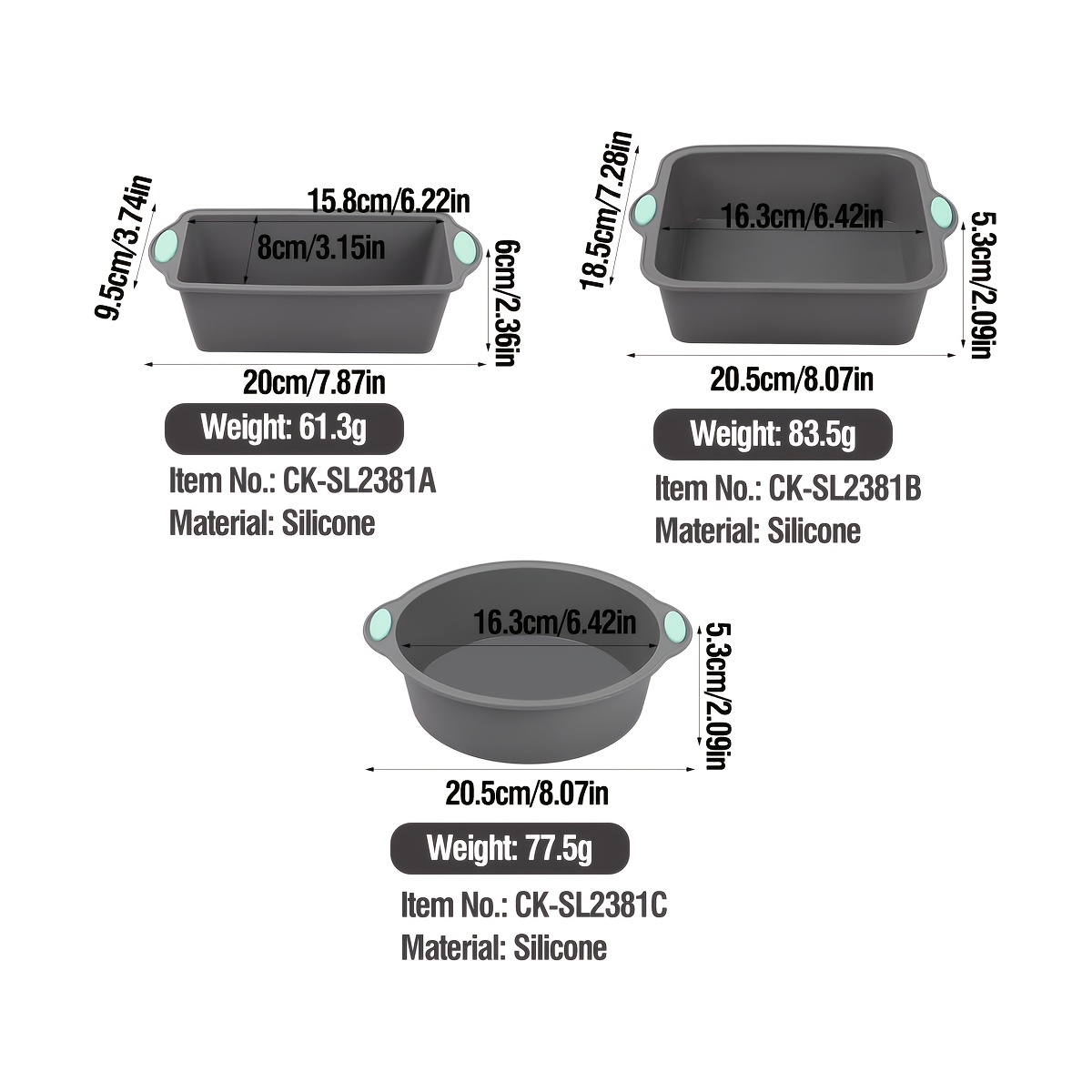 TEMU 1pc/3pcs Silicone Gray Double Ear Cake Mold, Easy To Demold, Dishwasher Oven Safe For Baking And Roasting, Home Decor Baking Tools