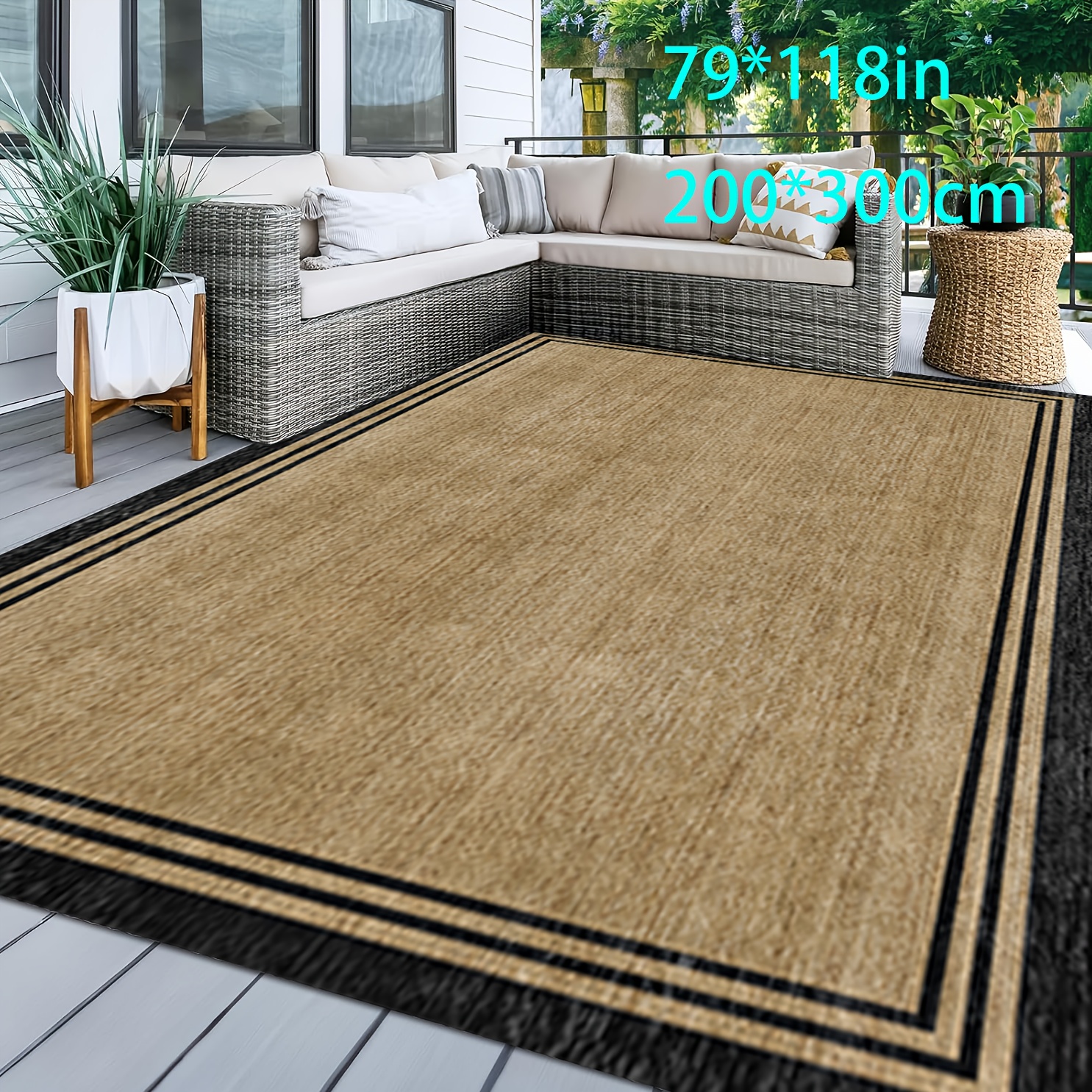 

Water-resistant, Stain-resistant Polyester Outdoor Rug - Low Pile, Rectangle, Machine Washable, Non-slip Cotton Backing, Multi-size, Ideal For Patio, Deck, Living Room, Bedroom & Entrance