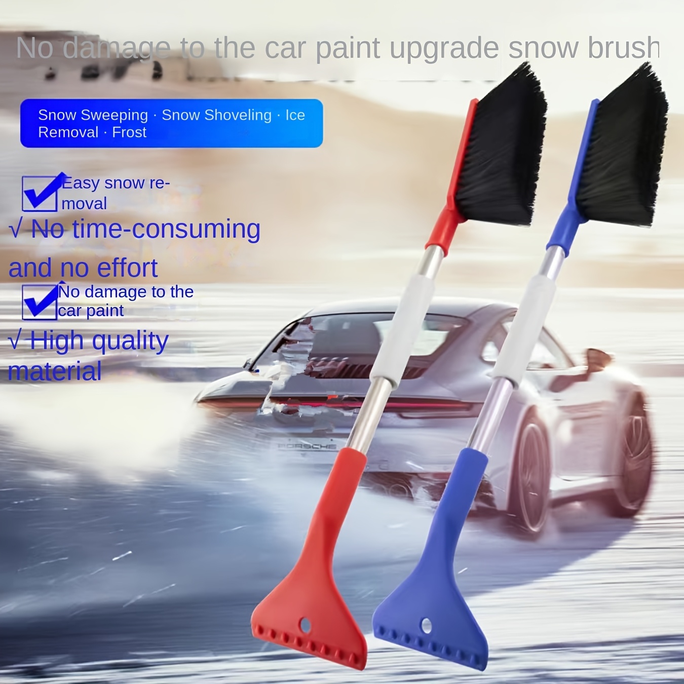 

1 Set 2-in-1 Car Tool, Aluminum Alloy Body, Manual Ice Scraper And For Vehicle, No Power Required, Snow Shovel And Frost Cleaning Kit