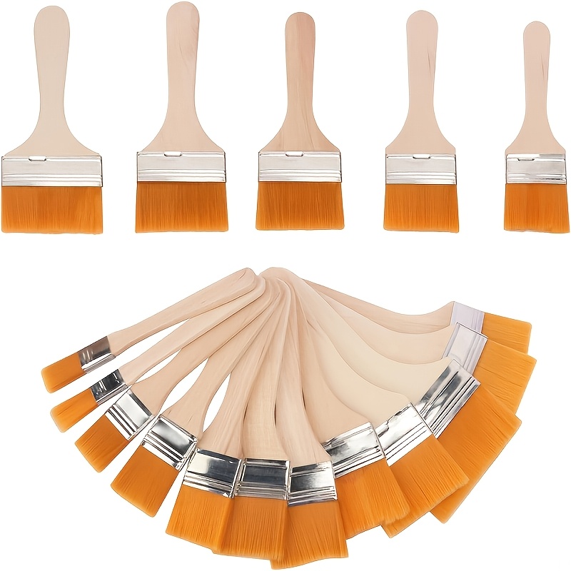 TEMU Ensemble de 18 pinceaux d'art | Pinceaux plats multifonctionnels avec des poils en nylon robustes, idéaux pour , le vernis, la céramique et la