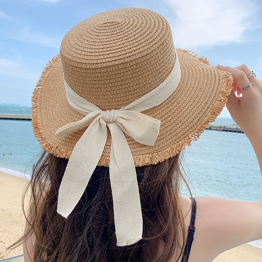 Cappello da sole pieghevole in paglia a tesa larga, protezione UV, traspirante all'ingrosso per il tuo negozio
