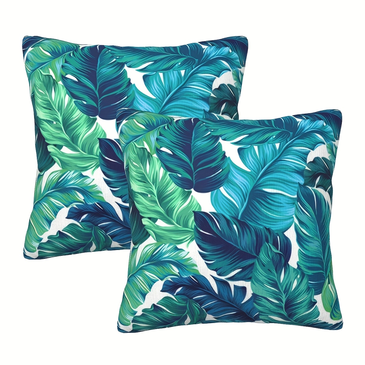 TEMU 2pcs Summer Tropical Polyester Throw Pillow Covers, Leaf Tropical Cushion Covers, 45x45cm Double Sided Printed, Home Outdoor Decor For Sofa