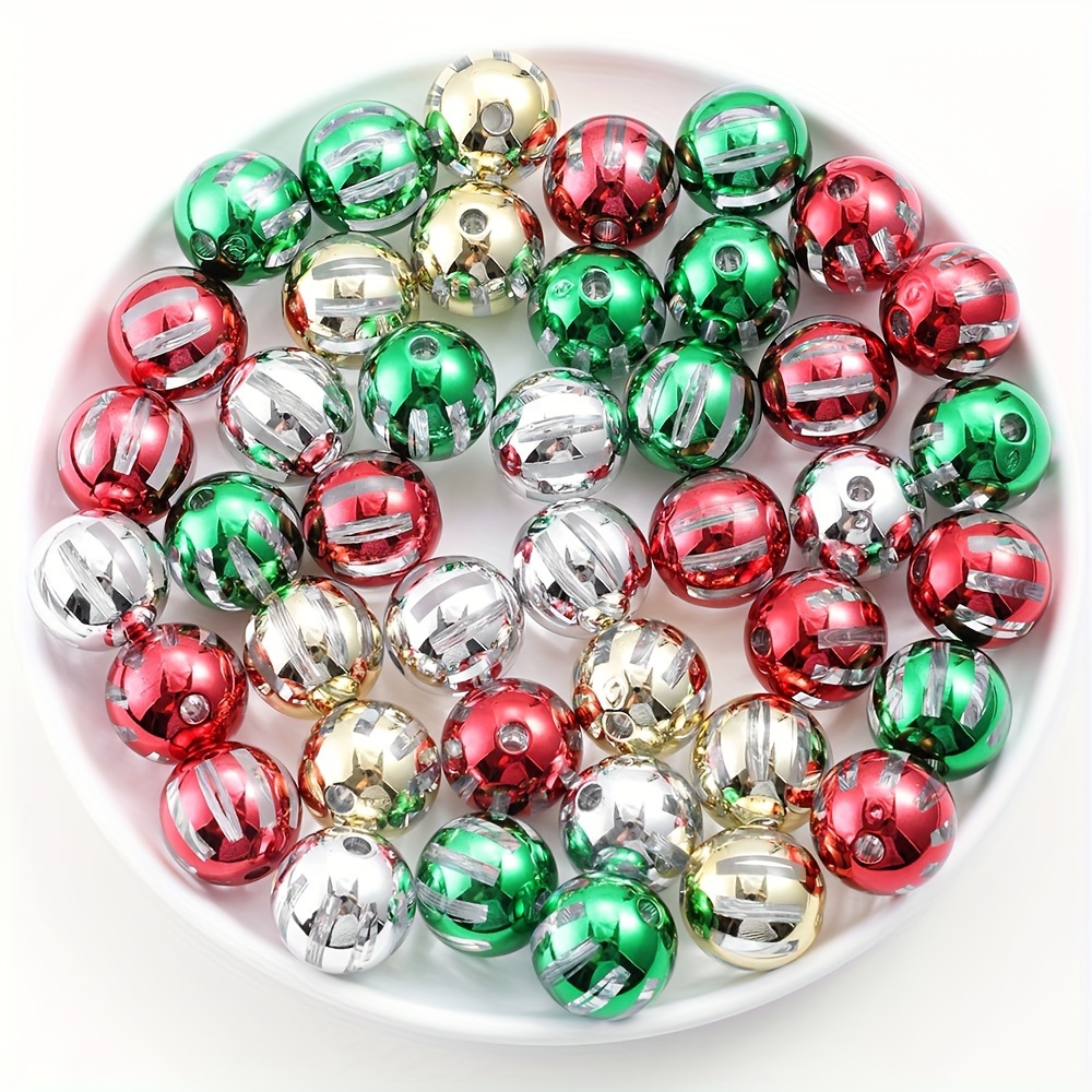 

20mm Festive Acrylic Striped Christmas Balls - 5 Pcs - Jewelry Making, Diy Handcrafts, Keychains, Bead Pens, Crafts Accessories