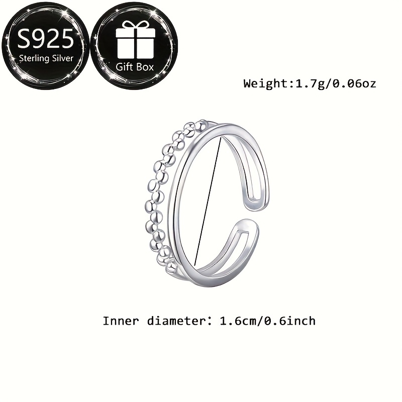 S925 Double Layer Round Bead Ring for Women