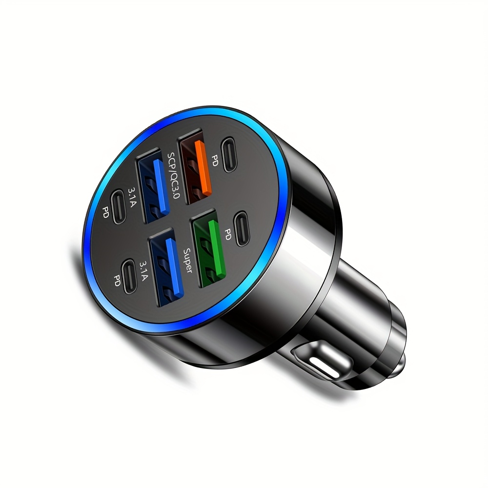 8-In-1 Car Phone Charger Featuring QC3.0 Fast Charging