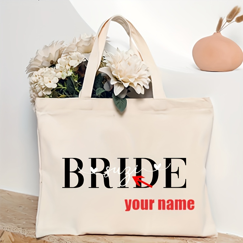 E-shop Personalisierte Team-Braut-Tragetasche mit individuellem Namen Schultertasche, Personalisiertes Hochzeitsgeschenk Große Einkaufstasche für