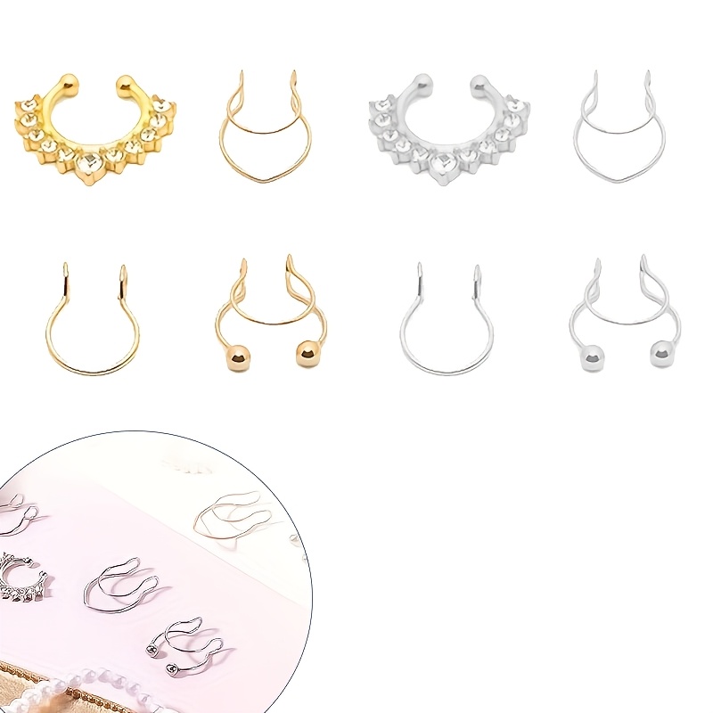 Set of Non-Piercing Nose Rings, Clip-On Jewelry