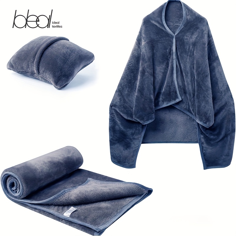 TEMU 2-in-1 Shawl Blanket Pillow, Wearable Cape Blanket With Sleeves, 40*60inch Multifunctional Wearable Travel Blanket With Button Closure, Wearable