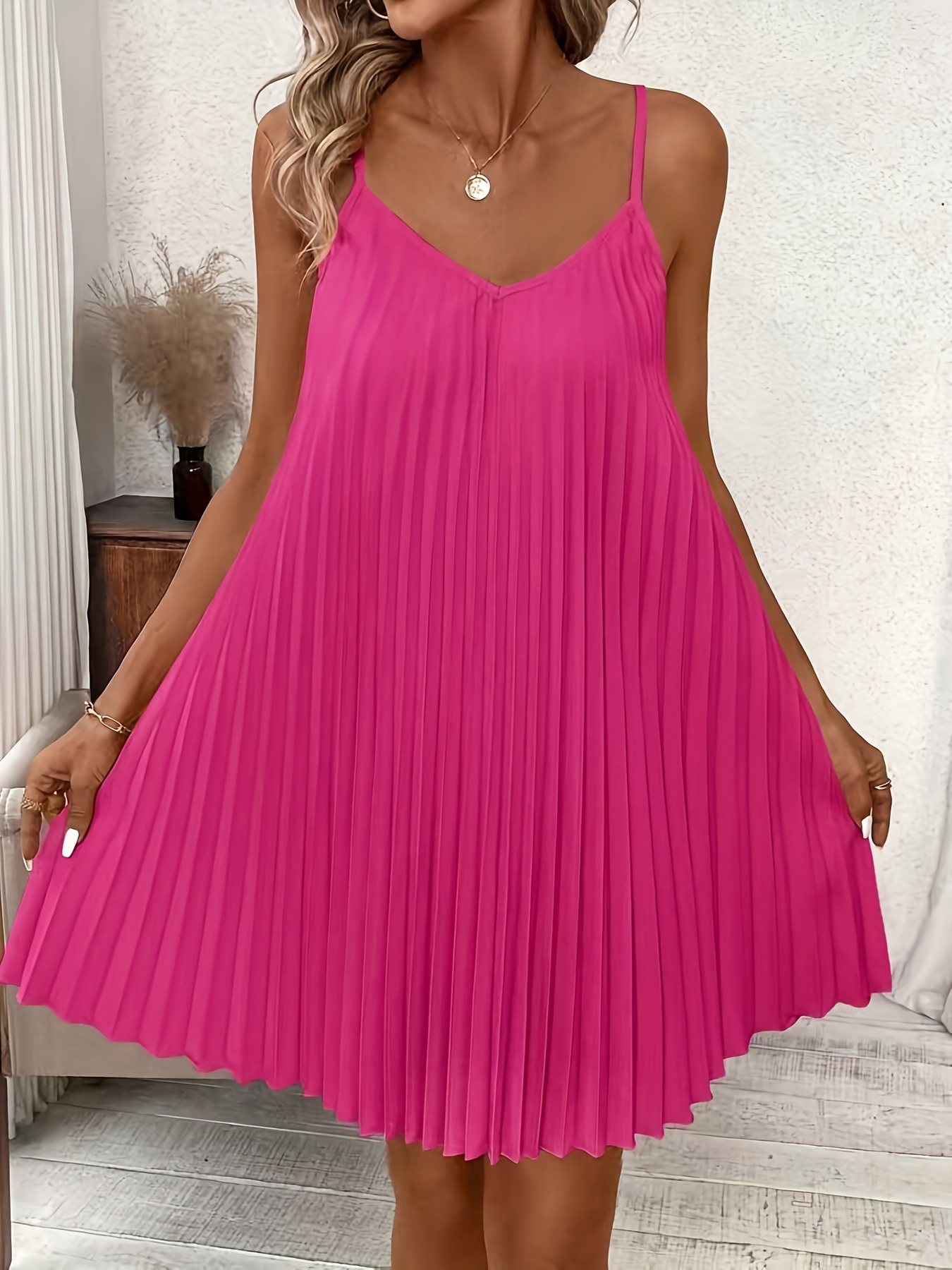 strapless open back dress Point Of Pretty Pleated Maxi Dress In Neon Pink Curves main image 1