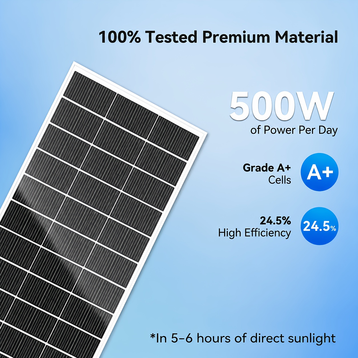 TEMU 500w 12v Solar Panel, Heavy Duty Monocrystalline High Power System For , , Rv, 4wd, Boat & Off-grid Camping, Portable Solar Panels, Panels,