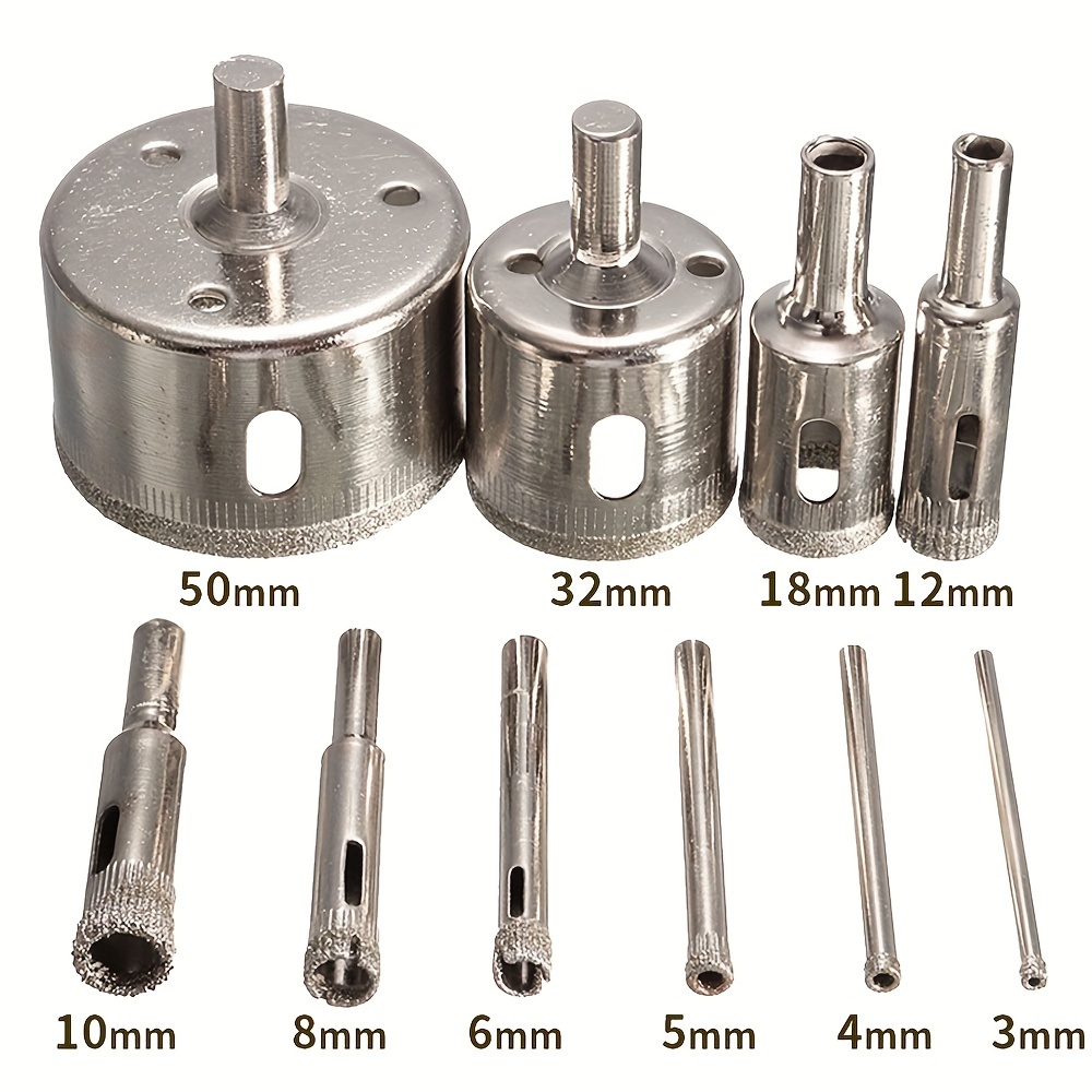 

10pcs Diamond Coated Core Drill Bit Tile Marble Glass Ceramic Drill Bit Set 3mm-50mm