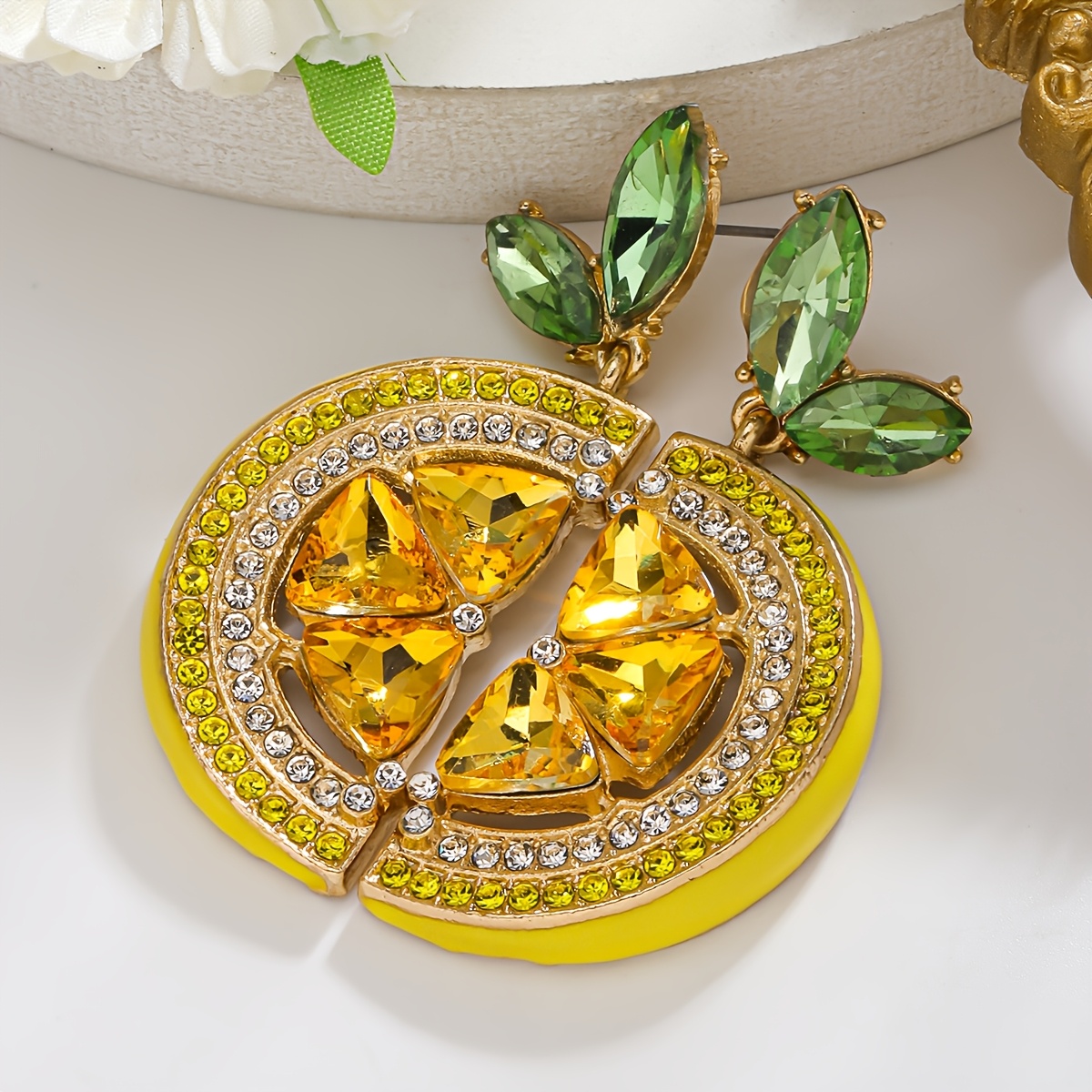 TEMU Boucles d'oreilles originales 2 pièces, style Instagram, estivales, bohèmes, à motif géométrique de citron et de fruits